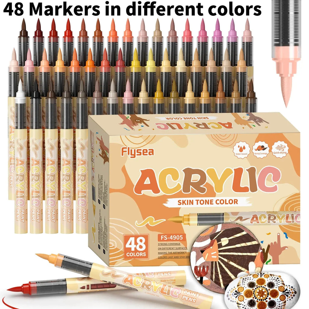 Marqueurs acryliques pour peau, 12 à 48 couleurs, marqueurs de peinture acrylique, séchage rapide, couleurs durables et vibrantes pour créer des œuvres d'art, fournitures artistiques, cadeaux pour étudiants, cadeaux po Ma boutique