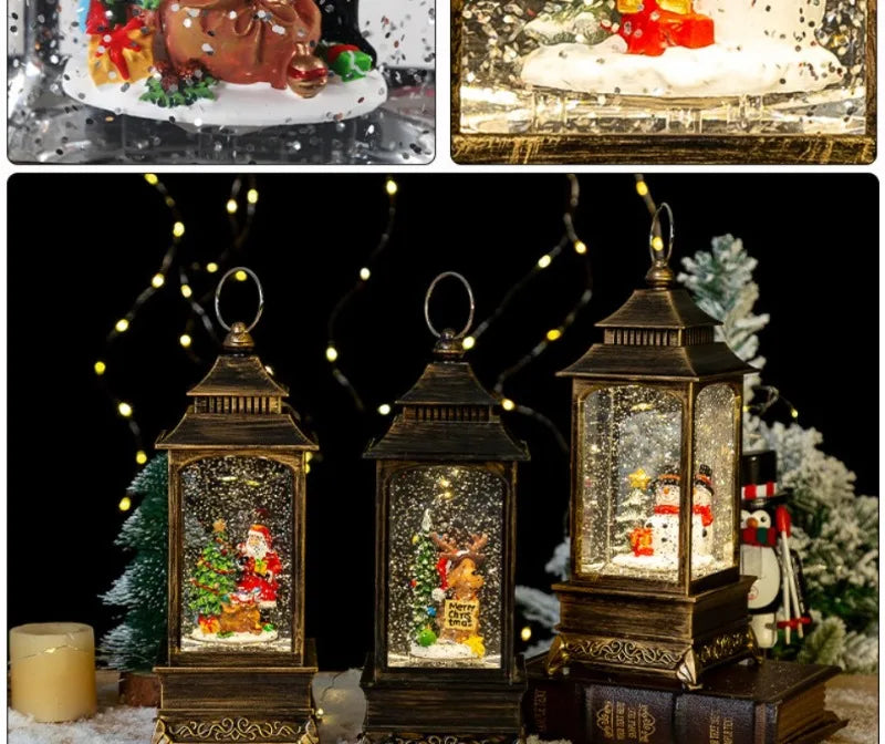 Lanterne de Noël LED | Boule de cristal flocon de neige
