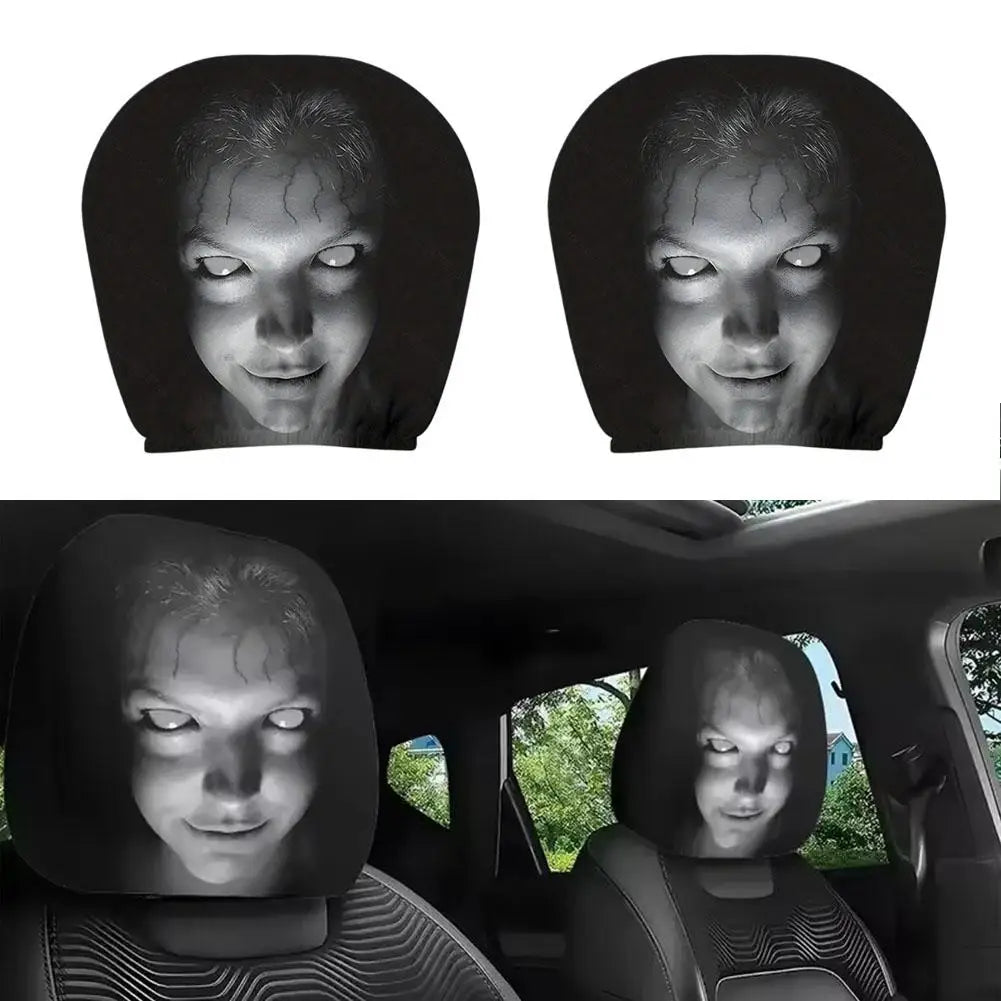 Housses universelles pour appui-tête de voiture, ajustement élastique, thème d'horreur, Design de crâne, drôle, ludique, toutes les Occasions, protecteurs de siège, accessoires de voiture