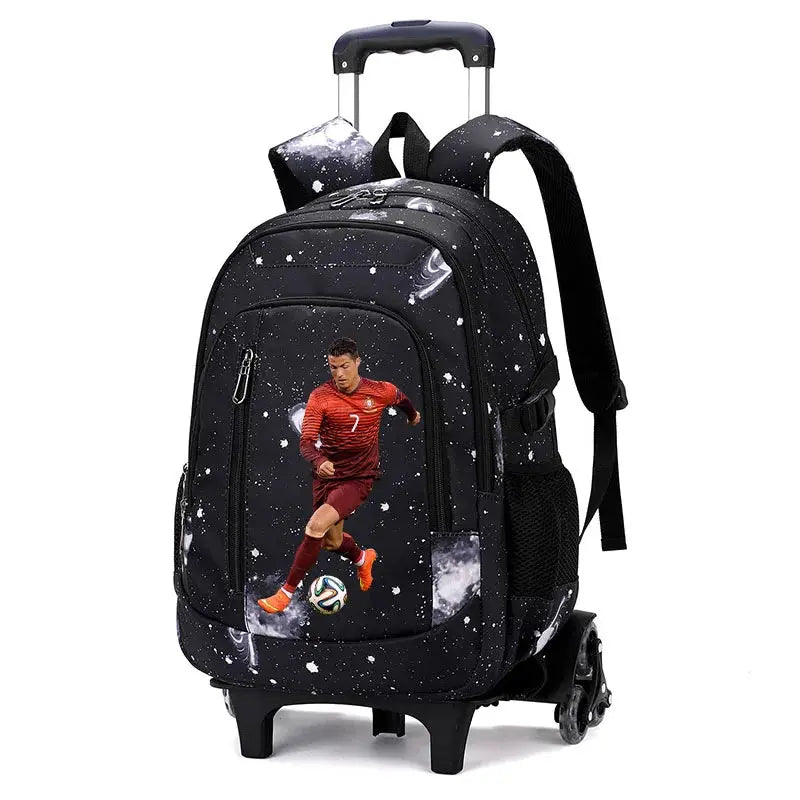 CR7 Ronaldo 2 en 1 sac à dos chariot ciel étoilé sac grande capacité étanche ordinateur portable peut monter les escaliers retour à l'école sac Ma boutique