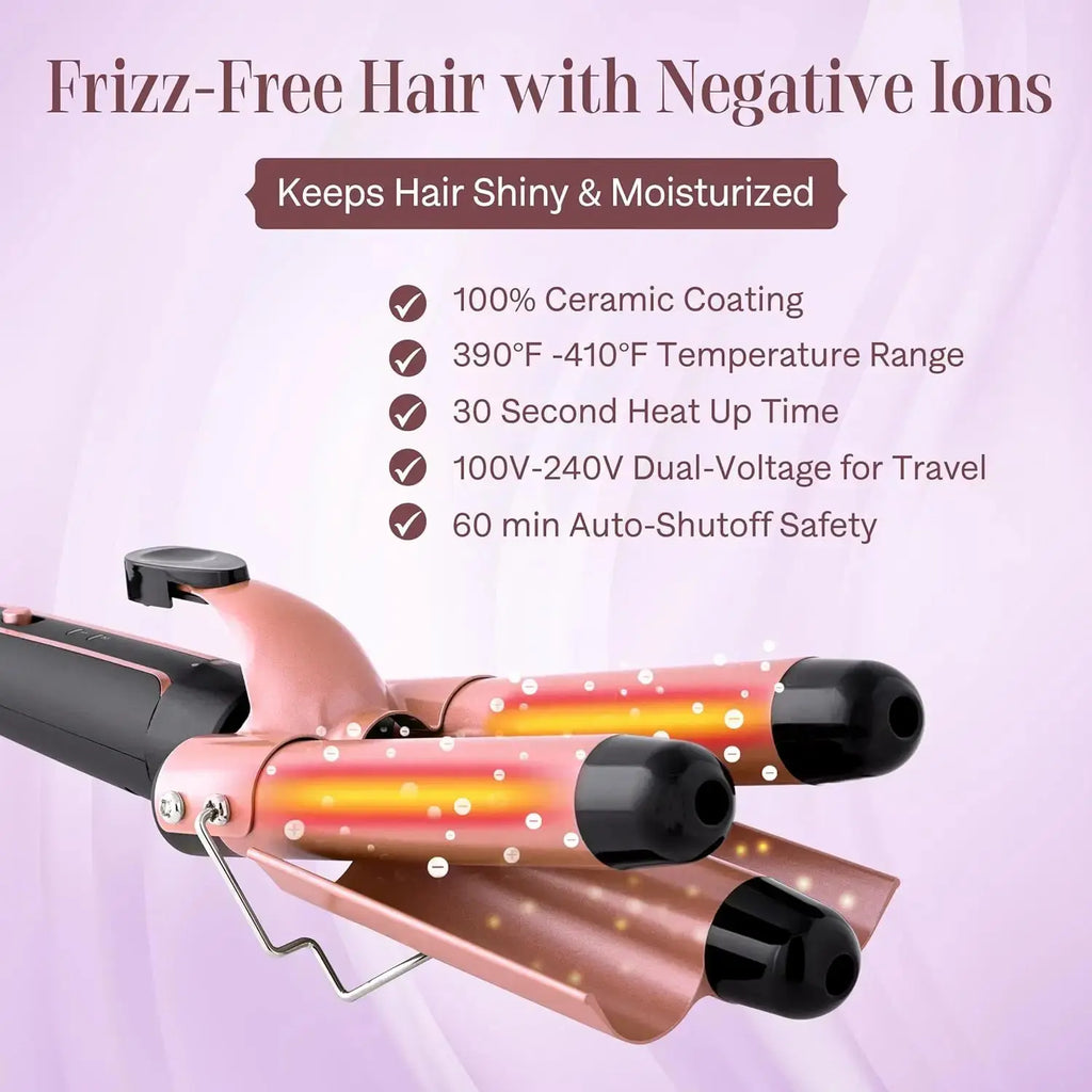 Kit de Fer à Boucler 5-en-1 avec Fer à Friser à 3 Barils, Lisseur et Onduleur Chauffant – Outils de Coiffure pour Femmes Ma boutique