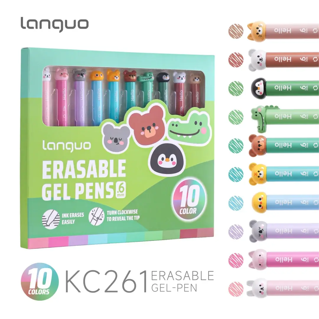 Stylos gel effaçables LANGUO, pointe fine rétractable, fournitures scolaires, couleurs vibrantes, design coquille d'œuf, encre effaçable Ma boutique