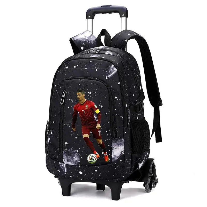 CR7 Ronaldo 2 en 1 sac à dos chariot ciel étoilé sac grande capacité étanche ordinateur portable peut monter les escaliers retour à l'école sac Ma boutique