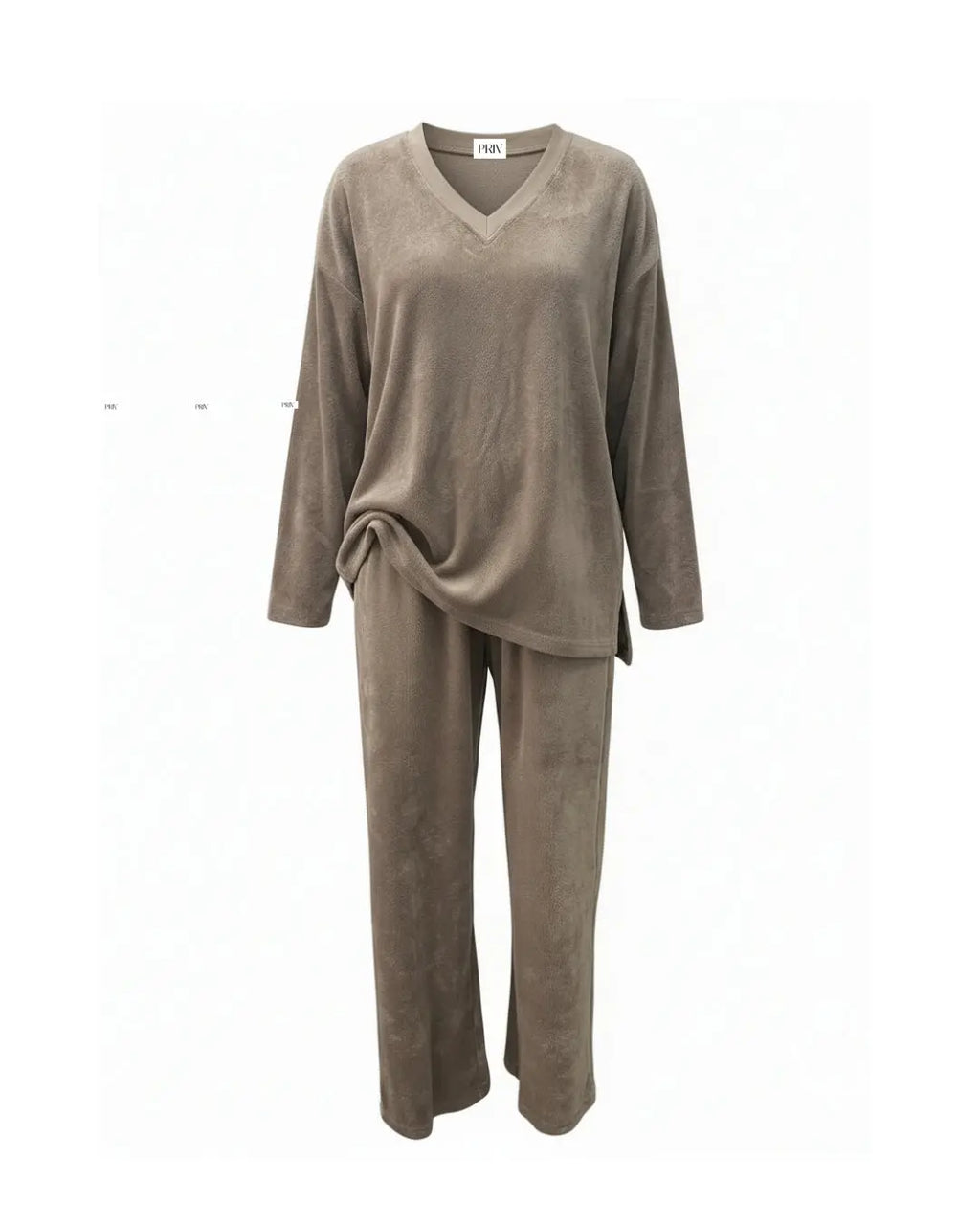 Terry & Co. - Relaxed French Terry Matching Lounge Set For Women 2PC In Latte PRIV the Brand