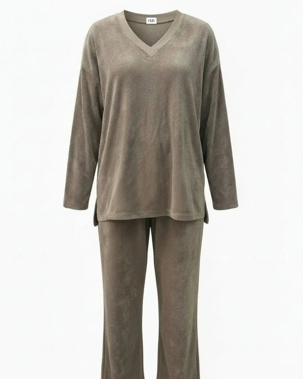 Terry & Co. - Relaxed French Terry Matching Lounge Set For Women 2PC In Latte PRIV the Brand