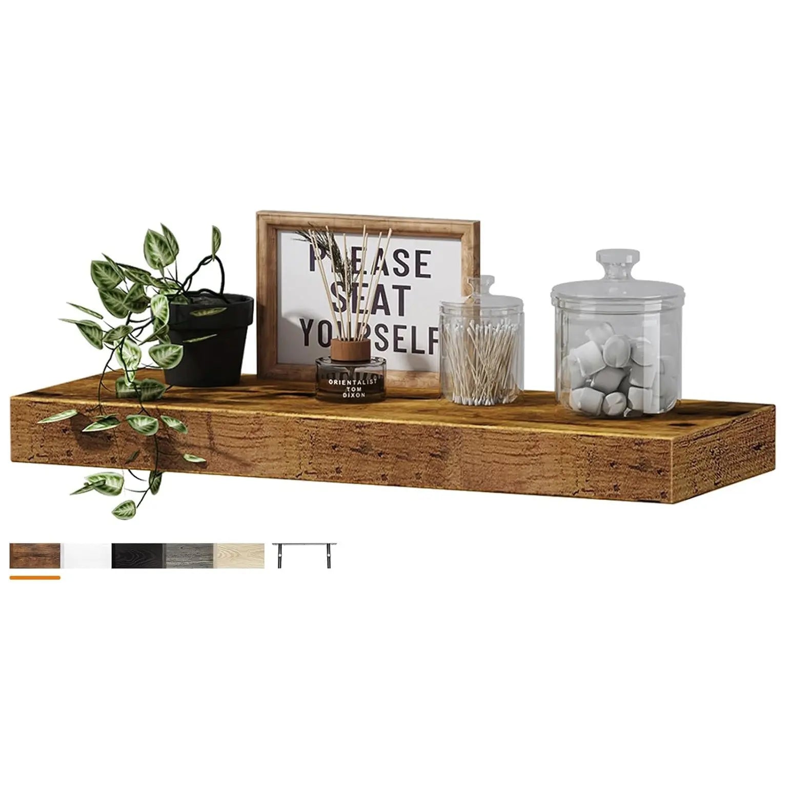 Floating Wall Shelf – Wooden Bamboo Storage Shelf for Living Room, Bedroom & Home Décor AURABAGS SHOP