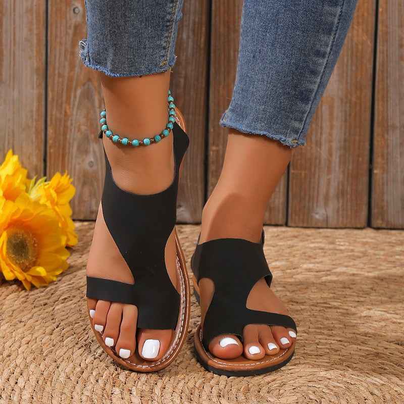 Women's Cross-strap Flat Sandals Retro Style Broadband AURABAGS SHOP