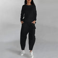 Fashion Women's Lounge Set – Solid Color Pullover Top and Wide Leg Trousers AURABAGS SHOP