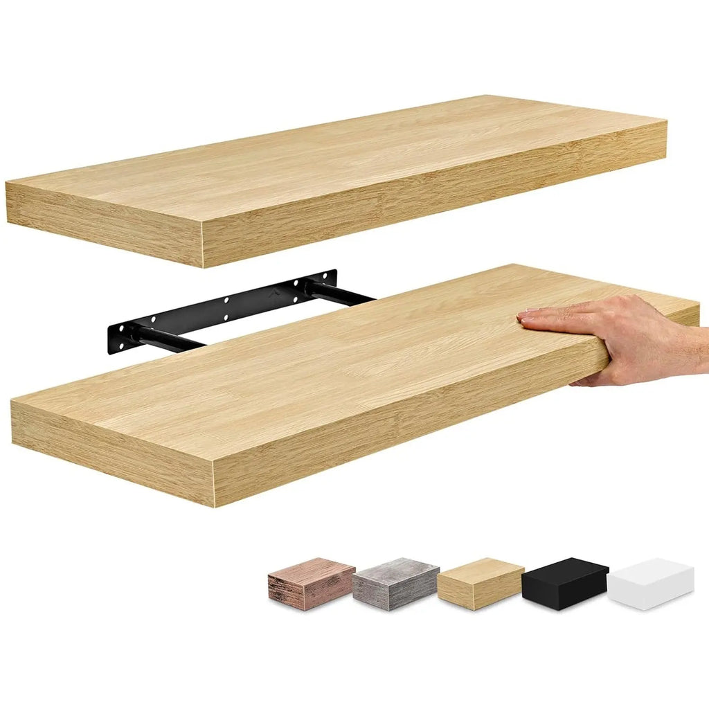 One-Line Floating Wall Shelf – 3-Tier Wooden Bamboo Wall-Mounted Storage Shelf AURABAGS SHOP